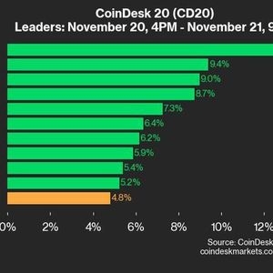 CoinDesk 20 Performance Update: BCH Gains 13.1%, Leading Index Higher from Wednesday