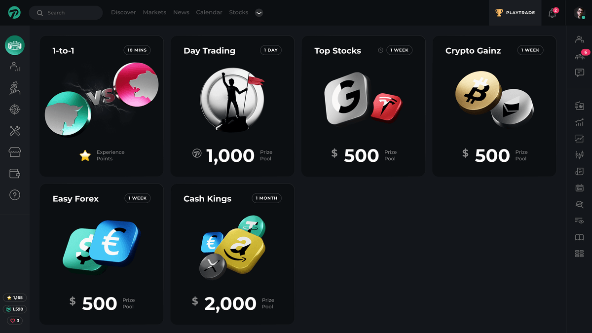 Join our tournaments to win real prizes Risk Free. Trade, learn, have fun and become the Best Trader!